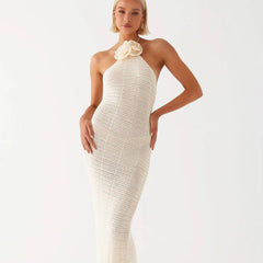 Women's Solid Color Knitted Crocheted Beach Bikini Swimsuit Blouse Sun-proof Set