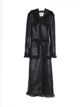 Dalian Hat Suede Slim-fit Thin Ruffled Overlong Coat