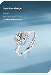 Korean Style Asterism Moissanite Ring Necklace Suit