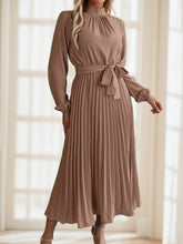 Women's Bow-Tied A-Line Pleated Dress