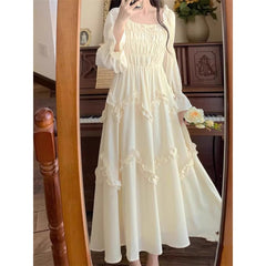 Spring And Autumn Waist Slimming Gentle Long Dress
