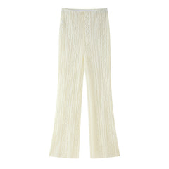 Top And Trousers Two-piece Set With Pointed Lace At Hem