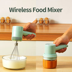 Rechargeable electric egg beater handheld – 3-speed 20W mixer front view