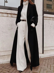 Autumn And Winter European And American Leisure Long Pure Color Warm Keeping Woolen Coat Women