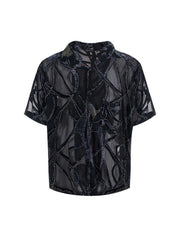 Lightweight Translucent Snake Pattern Short-sleeved Shirt For Men