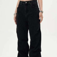 High Waist American Retro Loose Black Jeans For Women