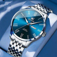 Men's Business Roman Scale Steel Belt Quartz Watch