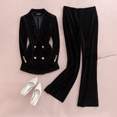 Velvet Outer Coat Plus Size Slim Fit Two-piece Suit