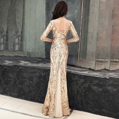 Sexy fishtail dress in sequined evening dress