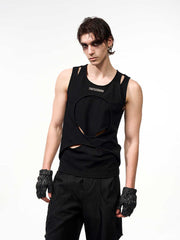 Men's Summer Sleeveless Waistcoat Hollow White Thread Vest