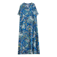 Retro Loose-fitting Plus Size V-neck Bohemian Dress Women