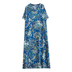 Retro Loose-fitting Plus Size V-neck Bohemian Dress Women