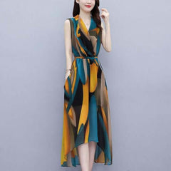 Plus Size Sleeveless Waist-tight Dress Women