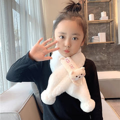 Children's Windproof Plush Thick Knitted Warm Cute Scarf