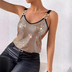Summer Sequined Suspender Chain Vest Top Women's Clothing