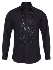 Chic Black Shirt With Statement Sequin Detail