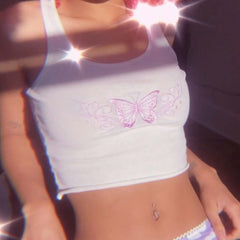 Embroidered Butterfly Sexy Tank Top