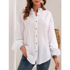 Large Size Long-sleeved Cotton And Linen White Shirt Student Retro Women's Clothing