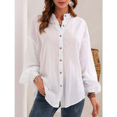 Large Size Long-sleeved Cotton And Linen White Shirt Student Retro Women's Clothing