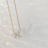 Four-Leaf Flower Golden Horse-eye Zircon Pendant Necklace Clear And Shining