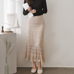 Loose Plus Size Crocheted Hollow Knit Hip-wrapped Mid-length Dress