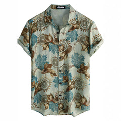 Hawaiian Printing Lapel Short Sleeve Shirt