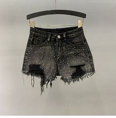 High Waist Slimming Heavy-duty Colorful Rhinestone Hot Pants