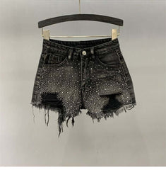 High Waist Slimming Heavy-duty Colorful Rhinestone Hot Pants