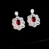Ruby Ornament Set Three-piece Set Ear Stud And Ring Necklace