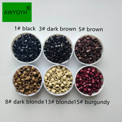 Hair Extension Aluminium Micro Links Rings Beads Links With Screws Thread