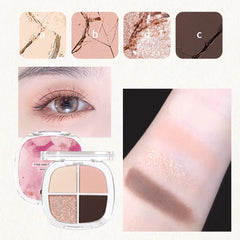 4-Color Eyeshadow Palette With Matte And Pearlescent Effects, Waterproof And Long-Lasting, Blends Naturally