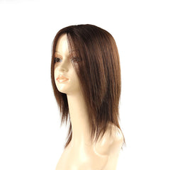 Straight Human Hair Wigs Middle Part Remy Brazilian 100% Natural Human Hair Wigs Brown Color 12" Long Layered Trendy wig