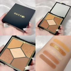 Five-color Pearlescent Eyeshadow Palette Five-color Eyeshadow Eye Makeup Palette Cosmetics Earth Color INS Popular Eyeshadow