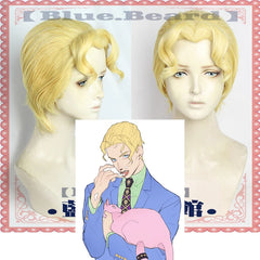 Cosplay Kira Yoshikage Golden Wig Synthetic Hair + wig cap