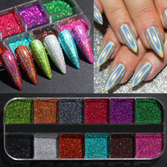 Hot Sale Nail Powders iridescent Shiny Nail Glitters Dust Decorations For Nail Art Chrome Pigment DIY Accessories