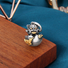 S925 Sterling Silver Money Drawing Egg Pendant