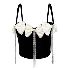 Autumn And Winter Exquisite Double Black Big Bow Corset