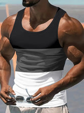 Men's Stitching Contrast Color Sports Fitness Loose Running Vest