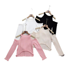 Halter Knitted Scheming Machine Off-the-shoulder Short Sweater