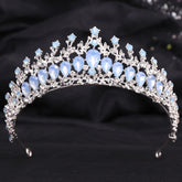 Wedding Birthday Headdress Crown Alloy Inlaid Protein Green Bright Crystal Bride