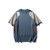 Men's Patchwork Contrast Color Sports T-shirt Loose Short Sleeve