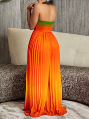 Summer Sexy Tube Top Backless Fashion Gradient Color Wide Leg Jumpsuit