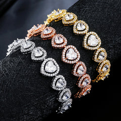 Geometric Heart Shape AAA Zircon Bracelet Female Korean Style Temperament