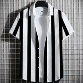 Color Simple Striped Men's 3D Printing Short Sleeve