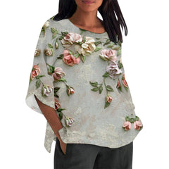 Women's Flower Element Shading Bamboo Linen Shirt