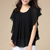 Plus Size Women's Loose Solid Color Chiffon Shirt
