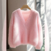 Women's Solid Color Milk Huhu Soft Glutinous Mohair Sweater