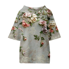 Women's Flower Element Shading Bamboo Linen Shirt