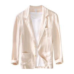 Spring And Autumn Vintage Stripe Loose Ramie Suit