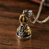 S925 Sterling Silver European And American Domineering Crown Lion Maple Leaf Hollow Bell Trendy Men's Pendant